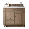 James Martin Vanities Bristol 36in Single Vanity, Whitewashed Walnut w/ 3 CM Arctic Fall Solid Surface Top 157-V36-WW-3AF